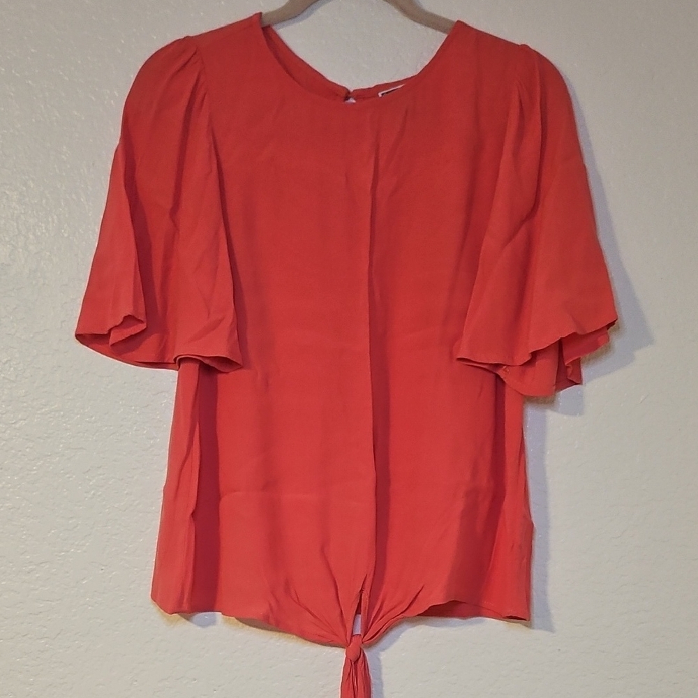Chelsea28 Coral Blouse with Tie Detail